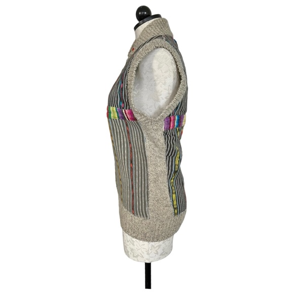 REI Vintage Wool Hippie Vest Zip Front Hand-Sewn On Fabric & Trim  Size Small - Picture 6 of 11